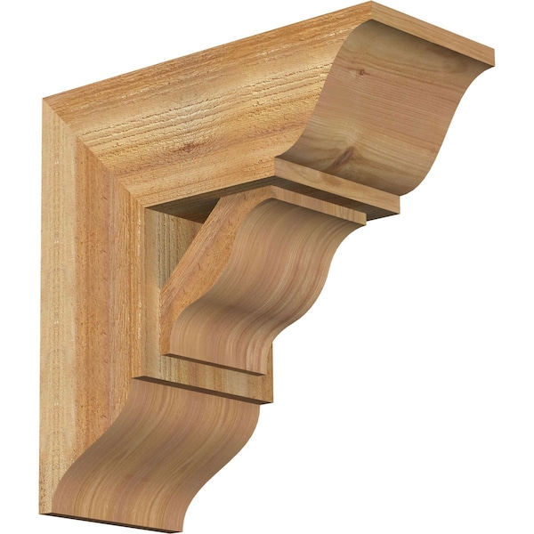 Ekena Millwork Funston Traditional Rough Sawn Bracket w/ Offset Brace, Western Red Cedar, 8"W x 18"D x 18"H BKT0806X18X18FST01RWR - main